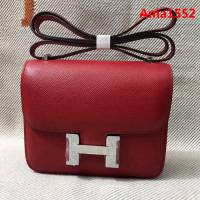 HERMES愛馬仕 H空姐包 進口原廠EP皮 頂級蜜蠟製作 街拍必備單品 大紅金銀 單肩斜挎包  Ama1552