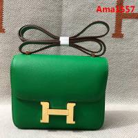 HERMES愛馬仕 H空姐包 進口原廠EP皮 頂級蜜蠟製作 街拍必備單品 竹子綠金銀 單肩斜挎包  Ama1557