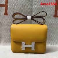 HERMES愛馬仕 H空姐包 進口原廠EP皮 頂級蜜蠟製作 街拍必備單品 琥珀黃金銀 單肩斜挎包  Ama1564