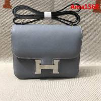 HERMES愛馬仕 H空姐包 進口原廠EP皮 頂級蜜蠟製作 街拍必備單品 亞麻蘭金銀 單肩斜挎包  Ama1568