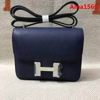 HERMES愛馬仕 H空姐包 進口原廠EP皮 頂級蜜蠟製作 街拍必備單品 寶蘭金銀 單肩斜挎包  Ama1569