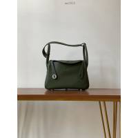 Hermes女包 愛馬仕lindy togo皮 金扣 銀扣 Hermes手提肩背包 軍綠  am1958