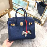 Hermes女包 愛馬仕Birkin30cm Hermes鉑金包 進口k級鴕鳥皮 手工蠟線縫製 Hermes鴕鳥皮手提女包  am1981