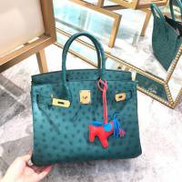 Hermes女包 愛馬仕Birkin30cm Hermes鉑金包 進口k級鴕鳥皮 手工蠟線縫製 Hermes鴕鳥皮手提女包  am1988
