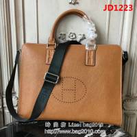 HERMES愛馬仕 最新款 原版牛皮 經典時尚 男士公事包 可手提斜挎 8813-1 JD1223