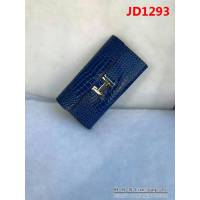 HERMES愛馬仕 H扣 鱷魚皮配羊皮 長款女士錢包 JD1293