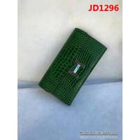 HERMES愛馬仕 H扣 鱷魚皮配羊皮 長款女士錢包 JD1296
