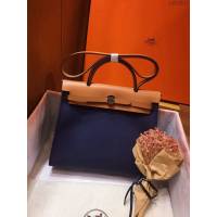 Hermes包包 愛馬仕網紅色Herbag 手提肩背斜挎包 深藍/中啡 男女同款  tdh2037