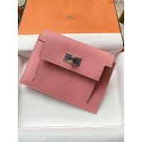 Hermes卡包 愛馬仕原版Kelly Pocket Epsom皮 Hermes新款小錢包 3Q粉銀扣  tdh2172