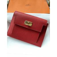 Hermes卡包 愛馬仕原版Kelly Pocket Epsom皮 Hermes新款小錢包 國旗紅金扣  tdh2178