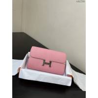 Hermes女士小挎包 愛馬仕Constance康康to go斜挎包 粉色銀扣  tdh2295