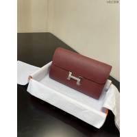 Hermes女士小挎包 愛馬仕Constance康康to go斜挎包 酒紅銀扣  tdh2300