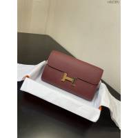 Hermes女士小挎包 愛馬仕Constance康康to go斜挎包 酒紅金扣  tdh2301