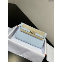 Hermes女包 愛馬仕Kelly woc小挎包 霧霾藍epsom皮凱麗斜挎包  tdh2321