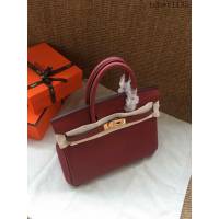 愛馬仕HERMES Birkin 鉑金包 酒紅色 進口小牛皮 金銀扣 皮質細膩柔軟 時尚女手提包  tdher1135