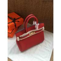 愛馬仕HERMES Birkin 鉑金包 大紅色 進口小牛皮 金銀扣 皮質細膩柔軟 時尚女手提包  tdher1139