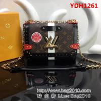 路易威登LV頂級原單 2018新款M43629磨面牛皮貼飾與飾釘鏈條包 YDH1261