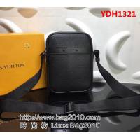 路易威登LV頂級原單 M43681LV高仿Monogram Shadow黑色壓紋小牛皮 黑色肩背斜挎包 YDH1321