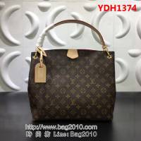 路易威登LV頂級原單 M43701老花配玫紅裏 購物包 YDH1374