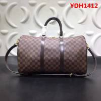 路易威登LV頂級原單KEEPALL 旅行袋 M41418 黑格皮旅行袋枕頭包 YDH1412