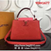 路易威登LV頂級原單 M48864辣椒紅配蜜桃粉 經典Capucines小號手袋 YDH1677