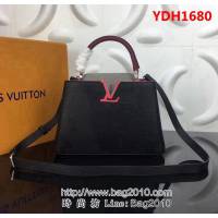 路易威登LV頂級原單M94517黑配粉灰 經典Capucines BB手袋 YDH1680