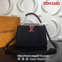 路易威登LV頂級原單 M48864黑配粉灰 經典Capucines小號手袋 YDH1681