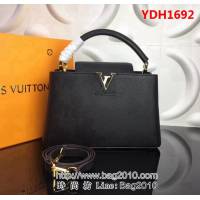 路易威登LV頂級原單 M48864黑色經典Capucines中號牛皮手提斜挎包 YDH1692