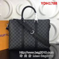 路易威登LV頂級原單 N40024 Anton公事包 Damier Graphite塗層帆布 牛皮鑲飾 YDH1788