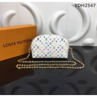 路易威登LV 頂級原單 M47515 白彩鏈條 小巧化妝包 圓形袋身配平面袋底  YDH2547