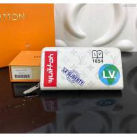 LV錢包 M67824白花 頂級原單 路易威登拉鏈長錢包 Zippy錢夾 LV男錢包  ydh2818