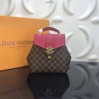 LV包包 2020專櫃新款 Clapton雙肩包 Damier格紋帆布搭配粒紋皮革 lv棋盤格女背包  ydh3554