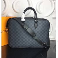 lv新款包包 路易威登Dandy公事包 Damier Graphite帆布 lv時尚商務男士公事包 N44000  ydh3884