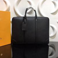 lv新款包包 路易威登Porte-Documents Voyage公事包 Taurillon小牛皮 lv時尚商務男士公事包 N56003  ydh3894