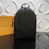 Louis Vuitton新款男包 M57959 路易威登Armand双肩包 Monogram Seal牛皮 LV黑色男士后背包  ydh4215
