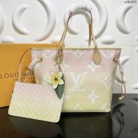 LV專櫃新款女包 路易威登Neverfull中號Tote包 漸變粉彩色 M45680 LV新款購物袋  ydh4251