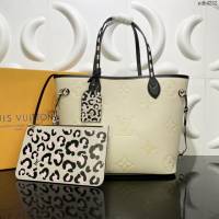 LV專櫃新款女包 路易威登2021秋季Wild at Heart膠囊系列Neverfull中號手袋 M58525 LV全皮購物袋  ydh4282