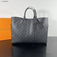 Lv路易威登2023專櫃新款Sac Plat 24H手袋 LV黑花男士手提托特包 M46451 ydh5004