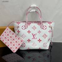 Lv路易威登2023專櫃新款Neverfull中號手袋 LV淡雅帆布描繪購物袋 M22978 M22979 M22980 ydh5095