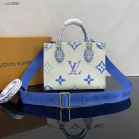 Lv路易威登2023專櫃新款OnTheGo小號手袋 LV帆布鋪陳淡雅手提肩背購物袋 M22976 ydh5098