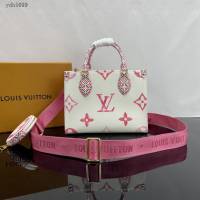 Lv路易威登2023專櫃新款OnTheGo小號手袋 LV帆布鋪陳淡雅手提肩背購物袋 M22976 ydh5099