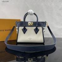 Lv路易威登2023專櫃新款On My Side小號手袋 LV帆布拼皮手提肩背女包 M22195 M59905 ydh5160