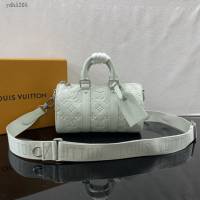 Lv路易威登2023專櫃新款Keepall Bandoulière25手袋 LV壓紋Taurillon皮革手提肩背男包 M23129 ydh5205