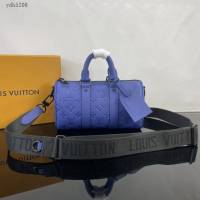 Lv路易威登2023專櫃新款Keepall Bandoulière25手袋 LV壓紋Taurillon皮革手提肩背男包 M23163 ydh5206