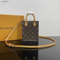 Lv路易威登2023專櫃新款Petit Sac Plat手袋 LV老花手機包迷你手提托特包 M81295 ydh5213