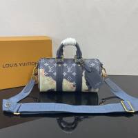 LV路易威登2023专柜新款M46804蓝花火焰山Zgx KEEPALL BANDOULIèRE25手袋手提斜挎包 ydh5281