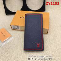 路易威登LV頂級原單 M66540十字紋繡邊藍LV錢夾 ZY1103