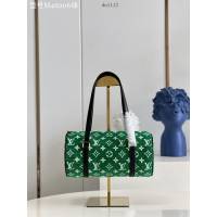 LV專櫃2023新款Nicolas Ghesquière手袋 M46206綠 路易威登Monogram提花絨布圓筒包 dn1112