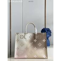 LV專櫃2023新款OnTheGo大號手袋 M46076杏 路易威登全新漸變色手提托特包 dn1135
