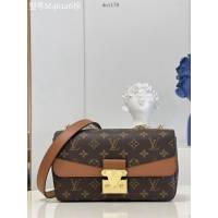 LV專櫃2023新款Marceau鏈條包老花女包 M46126棕 路易威登Pochette Métis手袋 dn1179